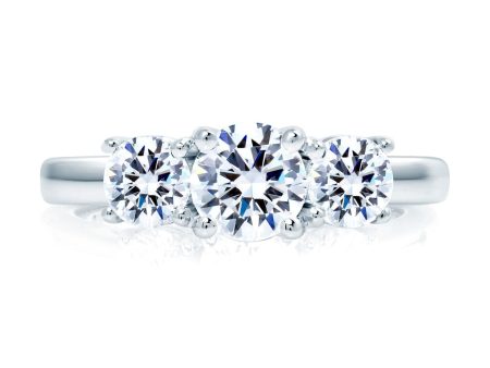 A.Jaffe Engagement Rings Multi Three Stone Round Engagement Ring ME1704 100 For Cheap