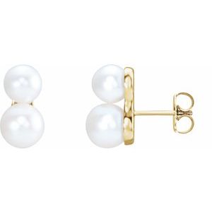 14K White Cultured White Freshwater Pearl Ear Climbers Online