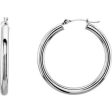 14K White Tube 15 mm Hoop Earrings For Discount