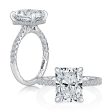 A.Jaffe Engagement Rings Radiant Shaped Diamond Engagement Ring with Hidden Halo and Quilts Interior Diamond Band MECRA3024Q 340 For Discount