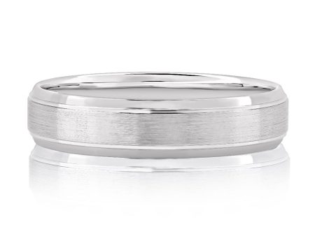 A.Jaffe Wedding Bands Domed Brushed Matte Platinum Men’s Wedding Band With Polished Edges GR1028-6 PL Online