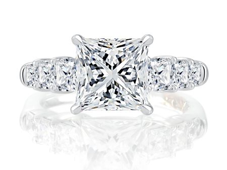 A.Jaffe Engagement Rings Five Stone Diamond Engagement Ring with Baguette and Pear Shaped Stones MECPC2904L 426 Online