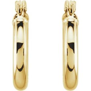 14K Yellow Tube 13 mm Hoop Earrings For Cheap