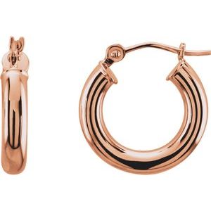 14K Rose Tube 15 mm Hoop Earrings on Sale