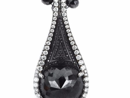 Black Diamond Tear Drop Pendant and Necklace P196 on Sale