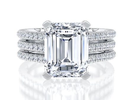 A.Jaffe Engagement Rings Three Row Diamond Flat Tab Emerald Cut Center Diamond Engagement Ring  MECEC2872Q 400 Online now