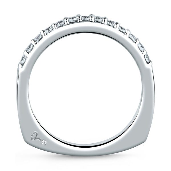 A.Jaffe Wedding Bands Classic A.JAFFE Fifteen Diamond Shared Prong Band with Signature Shank™ MRS057 26 For Discount