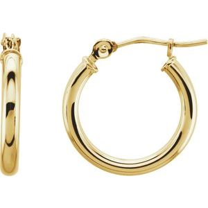 14K Yellow Tube 13 mm Hoop Earrings For Cheap