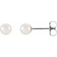 14K White 4 mm Cultured White Akoya Pearl Earrings Supply