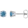 14K White 5 mm Natural Aquamarine Stud Earrings Fashion