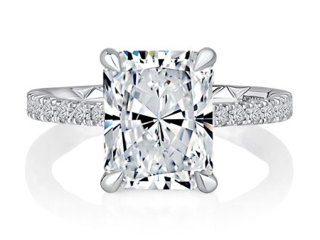 A.Jaffe Engagement Rings Radiant Shaped Diamond Engagement Ring with Hidden Halo and Quilts Interior Diamond Band MECRA3024Q 340 For Discount