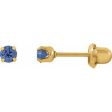 24K Gold-Plated Stainless Steel Imitation Blue Sapphire Inverness® Piercing Earrings For Discount