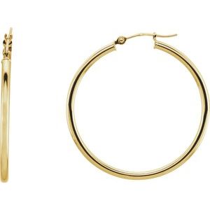 14K Yellow Tube 20 mm Hoop Earrings on Sale