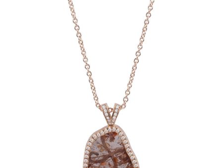 Brown Raw Diamond Halo Pendant P214 Online now