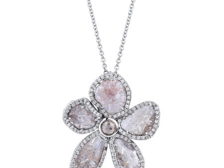 5 Petal Flower Pink and Grey Diamond Pendant P150 Supply