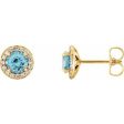 14K Yellow 3.5 mm Natural Blue Zircon & 1 8 CTW Natural Diamond Earrings Discount