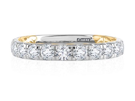 A.Jaffe Wedding Bands Two Tone Diamond Wedding Band with Signature A.JAFFE Quilts Interior MRCRD2348Q 160 Fashion