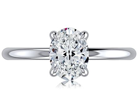 A.Jaffe Engagement Rings Classic Four Prong Solitaire Oval Diamond Engagement Ring with Hidden Halo MECOV2957L 157B Discount