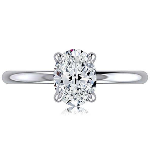 A.Jaffe Engagement Rings Classic Four Prong Solitaire Oval Diamond Engagement Ring with Hidden Halo MECOV2957L 157B Discount