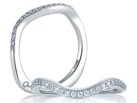 A.Jaffe Wedding Bands Curved Halfway Diamond Wedding Band Signature Shank™ MRS410 18 Online Hot Sale