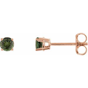 14K White 3 mm Natural Green Tourmaline Stud Earrings Cheap