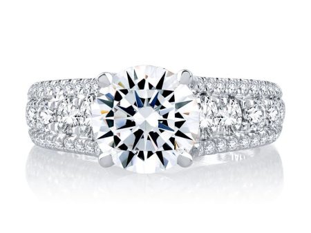 A.Jaffe Engagement Rings Modern Three Row Diamond Pavé Engagement Ring MES898 250 Online Sale