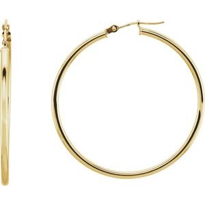 14K Yellow Tube 20 mm Hoop Earrings on Sale