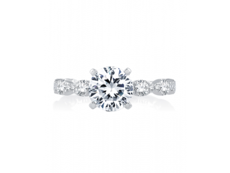 A.Jaffe Engagement Rings Four Prong Diamond Engagement Ring with Scalloped Band ME2303Q 170 Supply