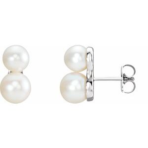 14K White Cultured White Freshwater Pearl Ear Climbers Online