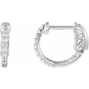 14K White 1 4 CTW Natural Diamond Inside-Outside 14.5 mm Hinged Hoop Earrings Discount