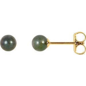 14K Yellow 4 mm Cultured Black Akoya Pearl Earrings Online now