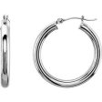 14K White Tube 15 mm Hoop Earrings For Discount