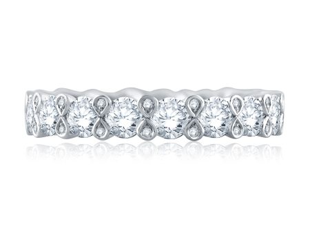 A.Jaffe Stackable Rings Diamond Tipped Shared Prong Anniversary Band WR0834 323 For Sale