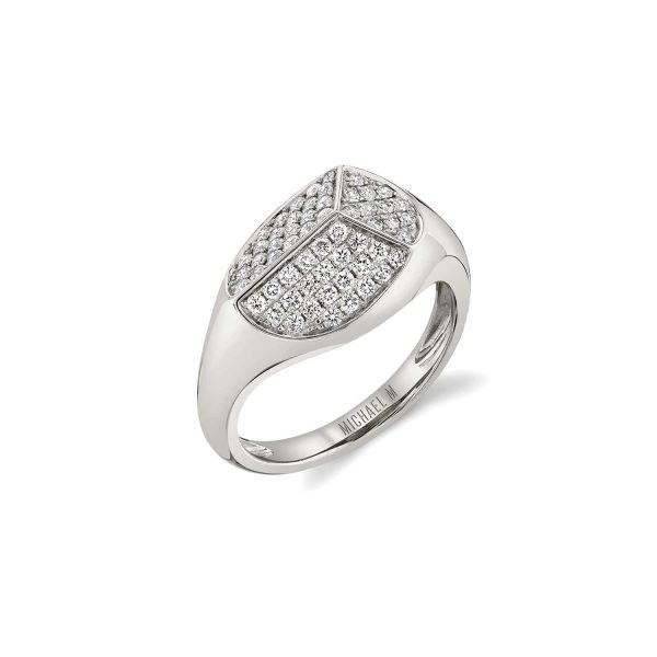 Carve Signet Ring with Pavé F465 Online Sale