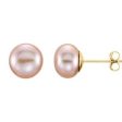 14K Yellow 7-8 mm Cultured Pink Freshwater Pearl Earrings Fashion