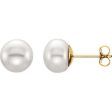 14K Yellow 7-8 mm Cultured Pink Freshwater Pearl Earrings Fashion