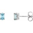 14K White Natural Sky Blue Topaz Earrings Sale