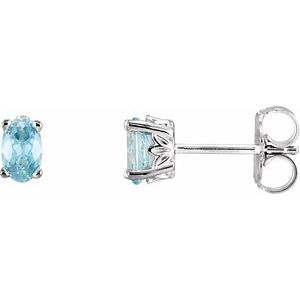 14K White Natural Sky Blue Topaz Earrings Sale