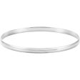 14K White 2 mm Half Round Bangle 7 1 2  Bracelet For Discount