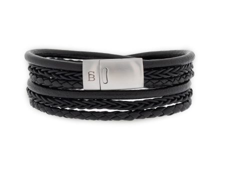 Bonacci Leather Bracelet Black LBB 001S Discount