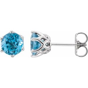 14K White Natural Swiss Blue Topaz Earrings Online