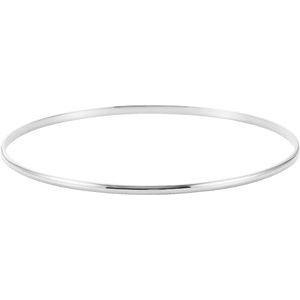 14K White 2 mm Half Round Bangle 7 1 2  Bracelet For Discount