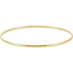 14K White 2 mm Half Round Bangle 7 1 2  Bracelet For Discount