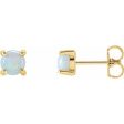 14K White 4 mm Natural White Opal Earrings Online