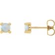 14K White 4 mm Natural White Opal Earrings Online